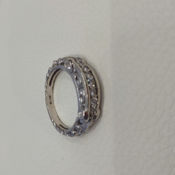 ๐14kt women's white gold 7 round diamonds scroll ring vintage 1999 Appraisal - Picture 9 of 10